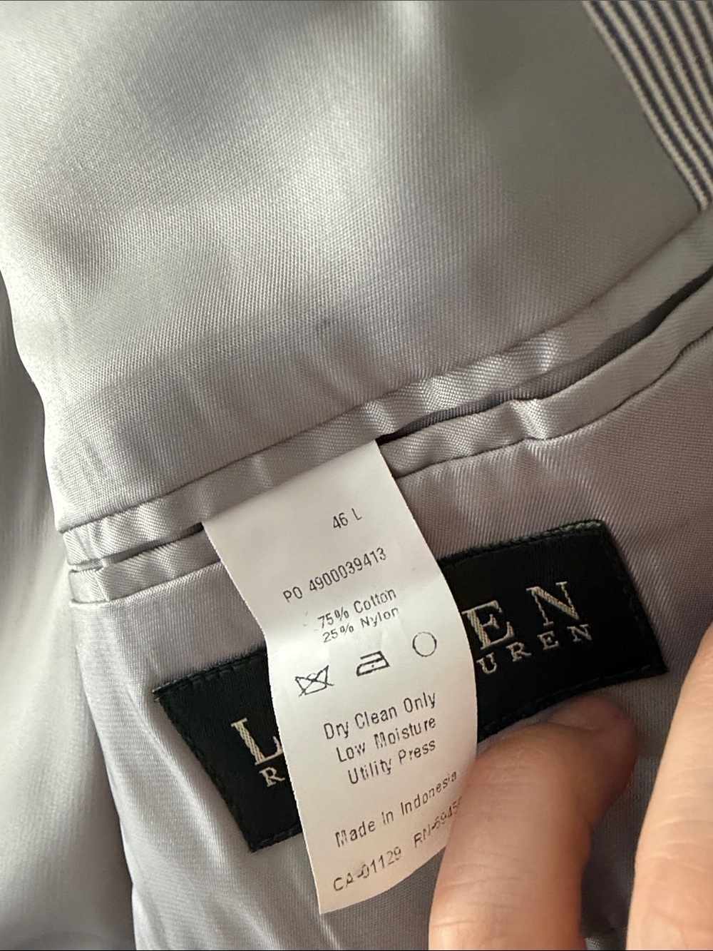 Men's Light Gray Two-Button Lauren Ralph Lauren Sport Coat Blazer - Picture 4 of 6